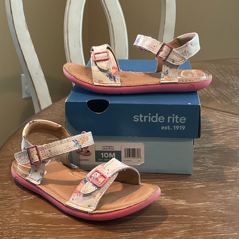 Stride Rite Kids Sandals - Pink and White Floral Size 10M